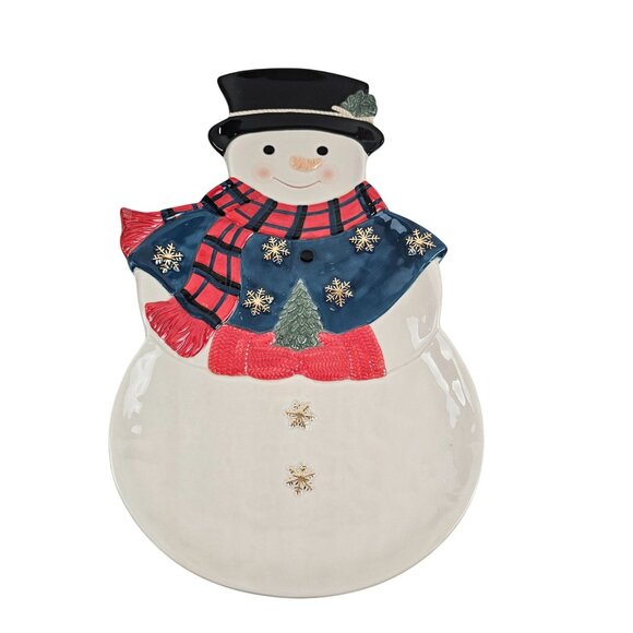 Whole Home Snowman Platter Holiday Collection Ceramic Vintage Christmas Decor - Picture 2 of 13